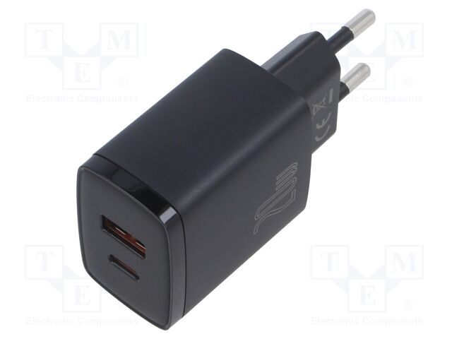 Power supply: switching; mains,plug-in; 5÷12VDC; 20W; black; 3A