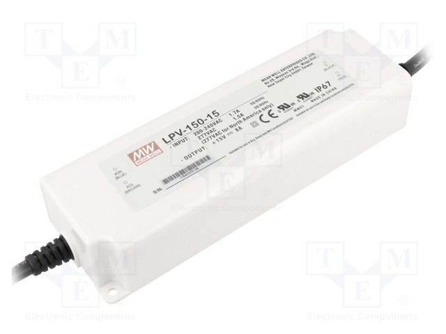 Power supply: switched-mode; LED; 120W; 15VDC; 8A; 180÷305VAC; IP67