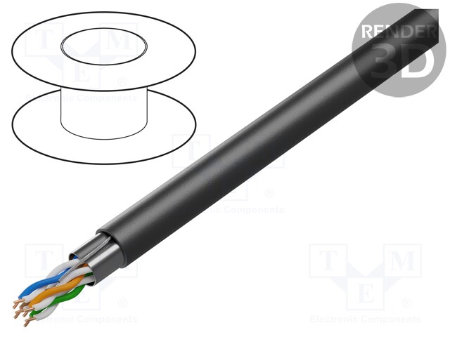 Wire; DataTuff®,F/UTP; outdoor; 5e; solid; Cu; 4x2x24AWG; PVC; black