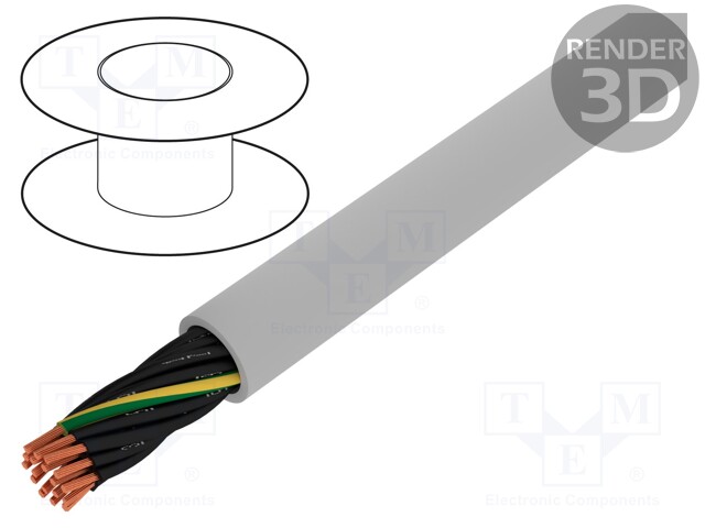 Wire; stranded; Cu; JZ-500-PUR; 18G0,75mm2; unshielded; grey; PUR