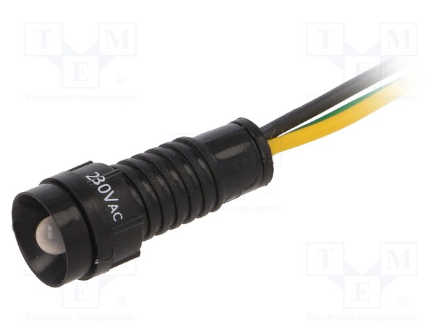 Indicator: LED; recessed; 230VAC; Cutout: Ø11mm; IP40; 300mm leads