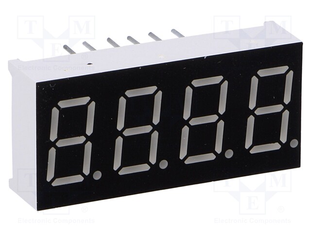 Display: LED; 7-segment; 9.14mm; 0.36"; No.char: 4; green; 4.6mcd