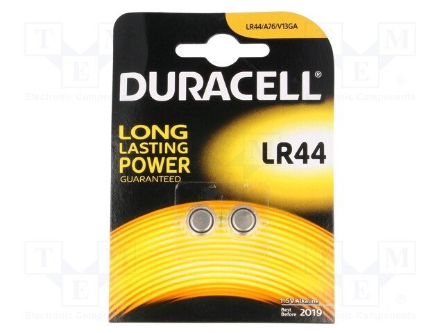 Battery: alkaline; 1.5V; LR44,R1154,coin; Batt.no: 2; Ø11.6x5mm