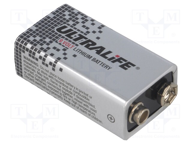 Battery: lithium; 9V; 6F22; 1200mAh; non-rechargeable