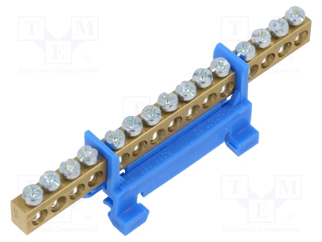 Connector: terminal block; 16mm2; ways: 1; terminals: 15; blue; TS35