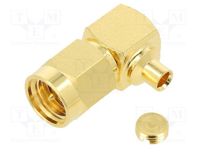 Plug; SMA; male; angled 90°; 50Ω; soldering; for cable; teflon