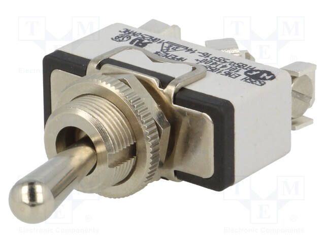 Switch: toggle; Pos: 2; SPST; ON-(ON); 15A/250VAC; 5A/25VDC