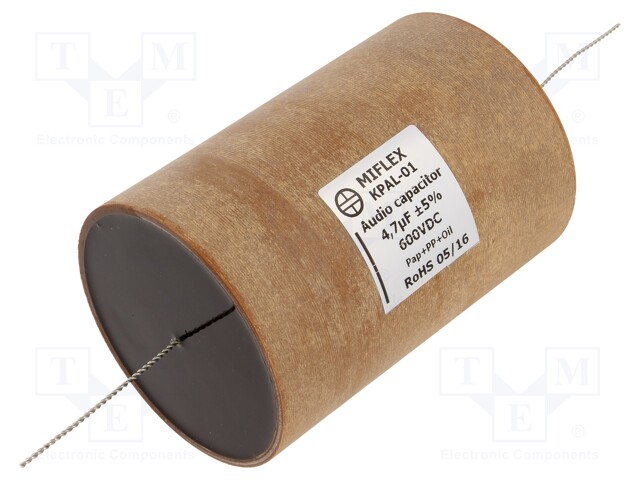 Capacitor: aluminum-polypropylene-paper; 4.7uF; 600VDC; ±5%