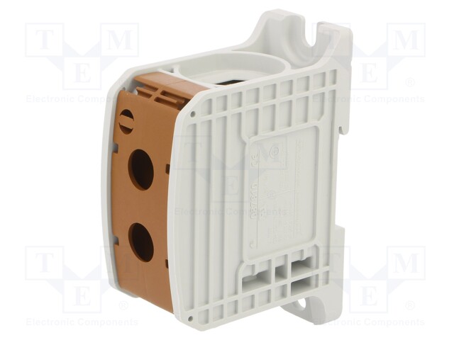 Splice terminal: rail; STB; 185mm2; ways: 1; terminals: 2; brown