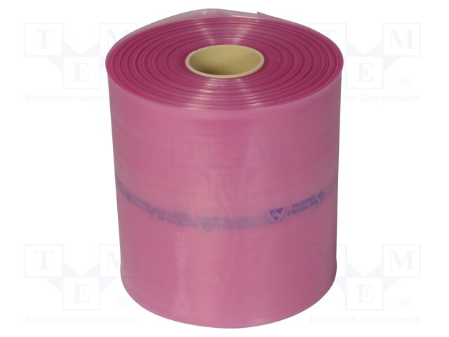 Protection bag; ESD; Len: 250m; W: 250mm; IEC 61340-5-1; pink; <10TΩ