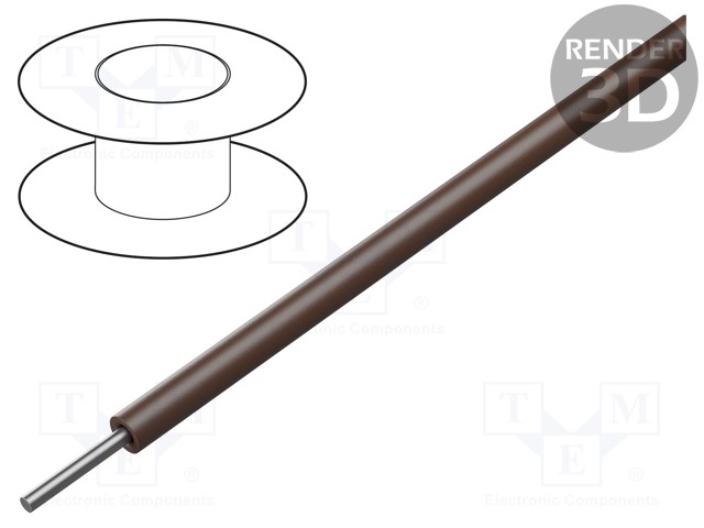 Wire; ThermoThin; stranded; Cu; 30AWG; brown; PFA; 600V; 30.5m