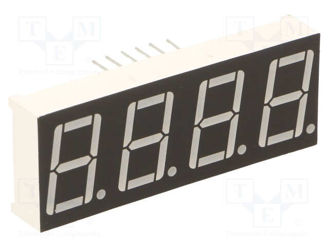 Display: LED; 7-segment; 14.2mm; 0.56"; No.char: 4; yellow; 90mcd