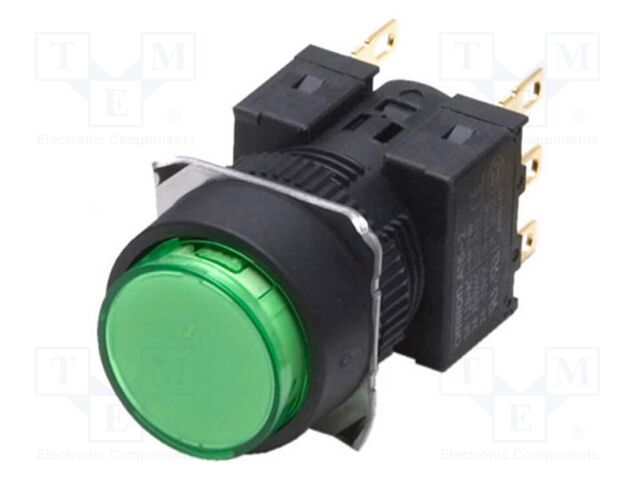 Switch: push-button; 16mm; green; LED; 24VDC