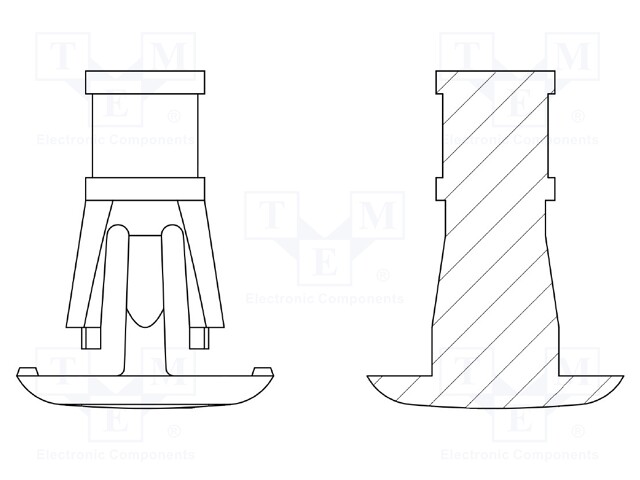 Assembly stud; polyamide 66; L: 11.1mm; snap fastener; UL94V-2