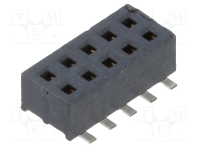 Connector: pin strips; female; PIN: 10; 1.27mm; gold-plated; SMT