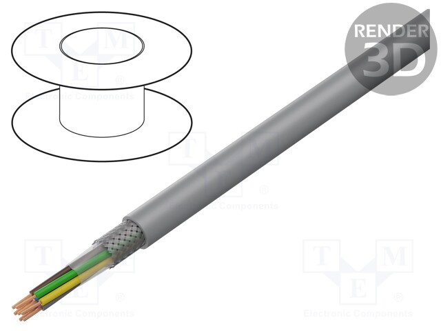 Wire; LiY-CY; 7x0,75mm2; tinned copper braid; PVC; grey; 300/300V