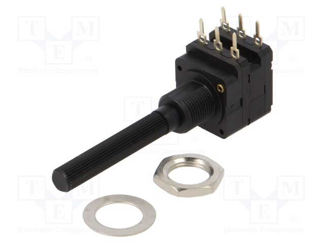 Potentiometer: shaft; 20kΩ; 200mW; THT; 6mm; plastic; stereo; carbon