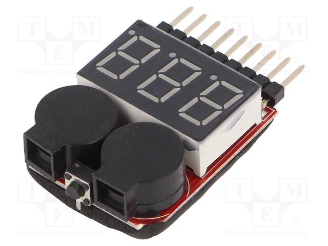 40x25x11mm; Additional functions: buzzer; Cells quantity: 8