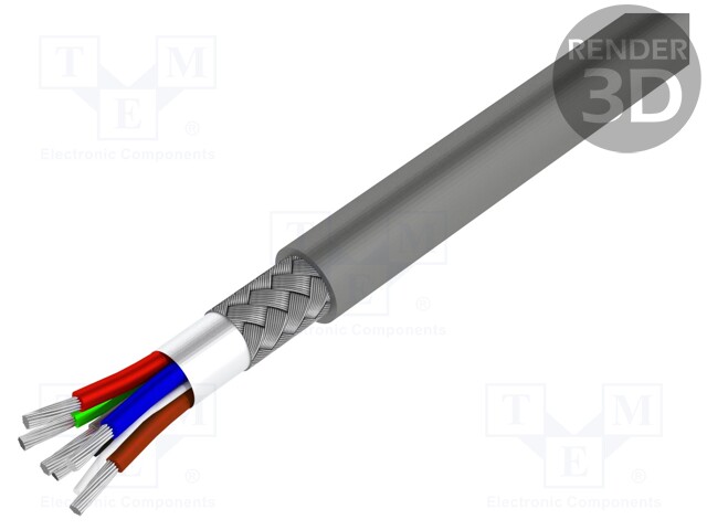 Wire; RS232; 6x22AWG; stranded; Cu; PVC; grey; 305m; CPR: Eca; 300V