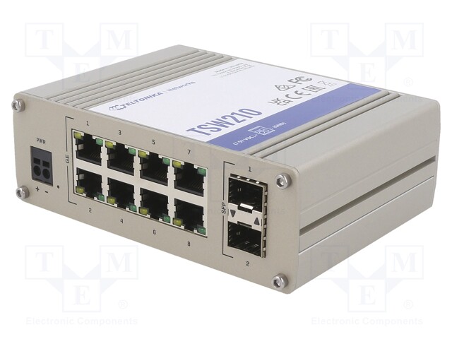 Switch Ethernet; unmanaged; Number of ports: 10; 7÷57VDC; IP20