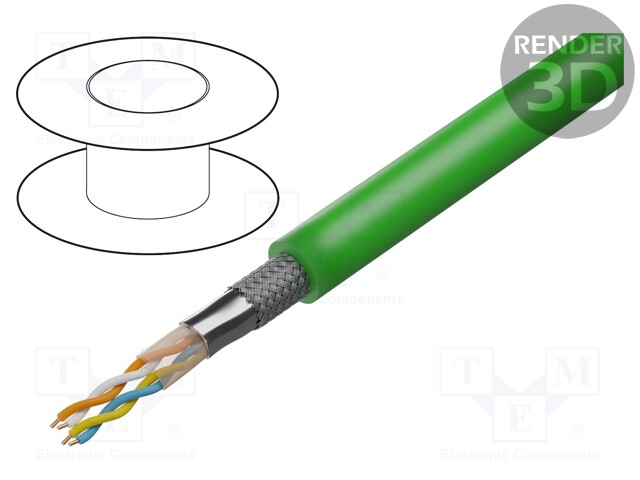 Wire; HELUKAT® PROFInet A; PROFINET; 5e; solid; Cu; 2x2x22AWG; PUR
