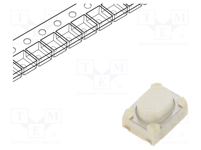 TACT SW, SPST-NO-DB, 0.05A, 12V, SOLDER