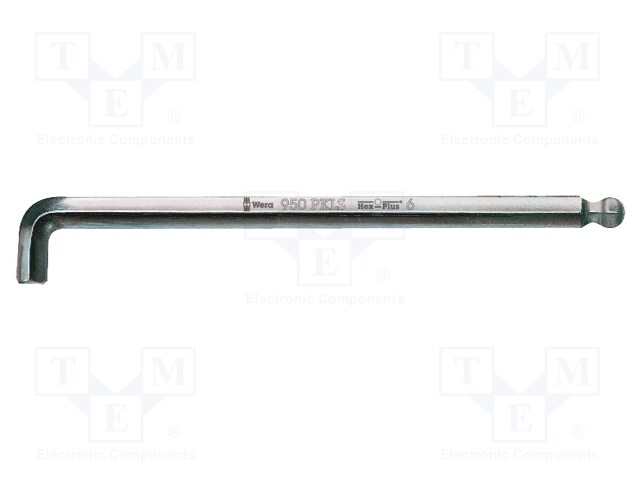 Wrench; Hex-Plus hexagon keys,spherical; HEX 6mm; steel; long
