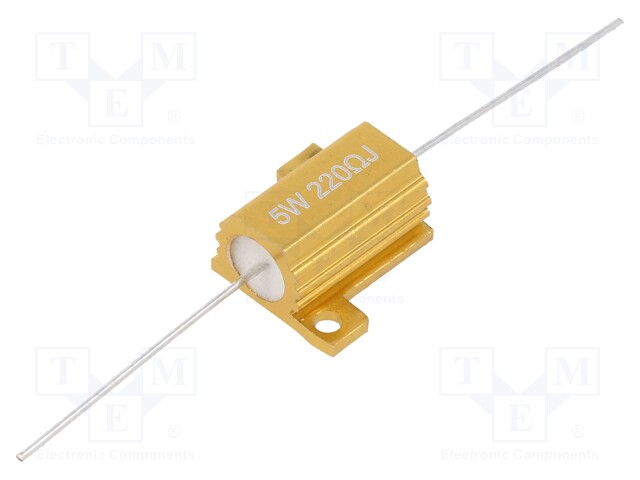 Resistor: wire-wound; with heatsink; 220Ω; 5W; ±5%; 50ppm/°C; axial