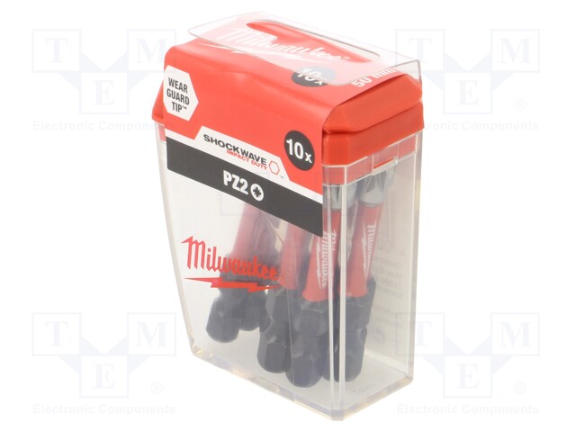 Screwdriver bit; Pozidriv®; PZ2; Overall len: 50mm; 10pcs.
