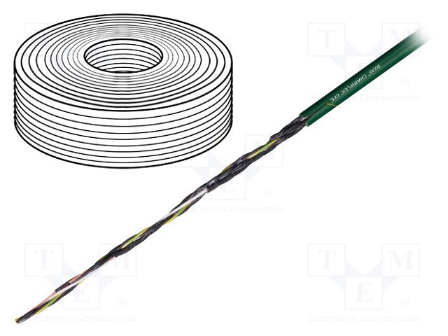 Wire: control cable; chainflex® CF5; 4G2,5mm2; PVC; green; Cu; 10mm