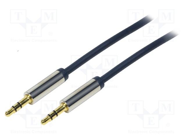 Cable; Jack 3.5mm 3pin plug,both sides; 1m; Plating: gold-plated