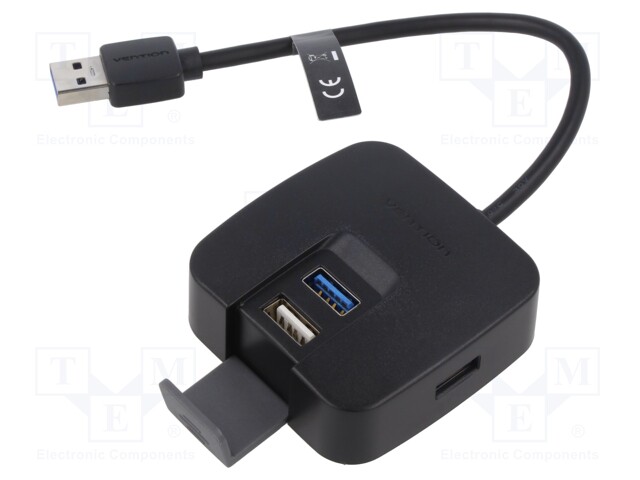 Hub USB; USB A socket x4,USB A plug; USB 2.0,USB 3.0; PnP; black