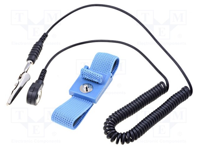 Wristband; ESD; Mat: conductive nylon fiber; blue; 1MΩ