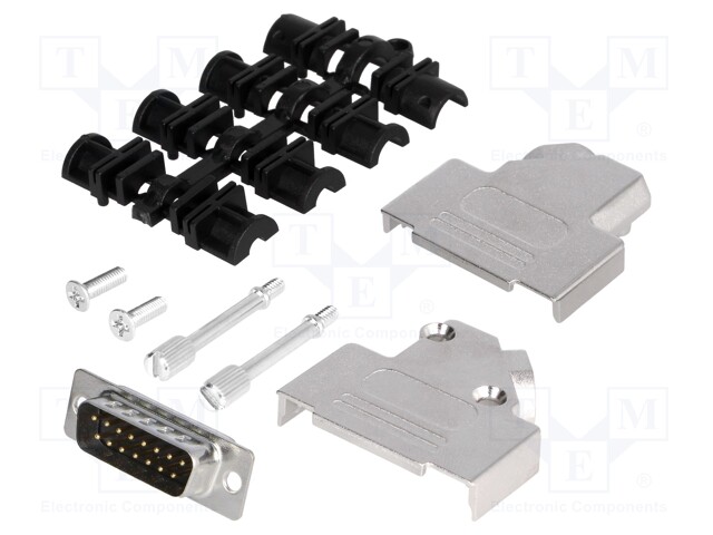 D-Sub; PIN: 15; plug; male; turned contacts; angled 45°; soldering