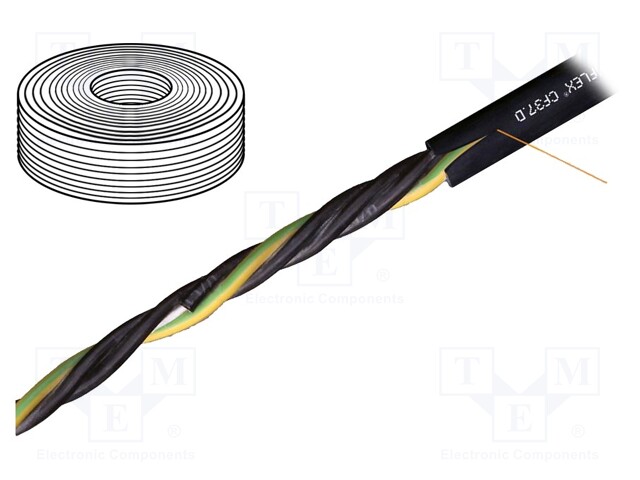 Wire: motor; chainflex® CF37.D; 5G10mm2; TPE; black; stranded; Cu