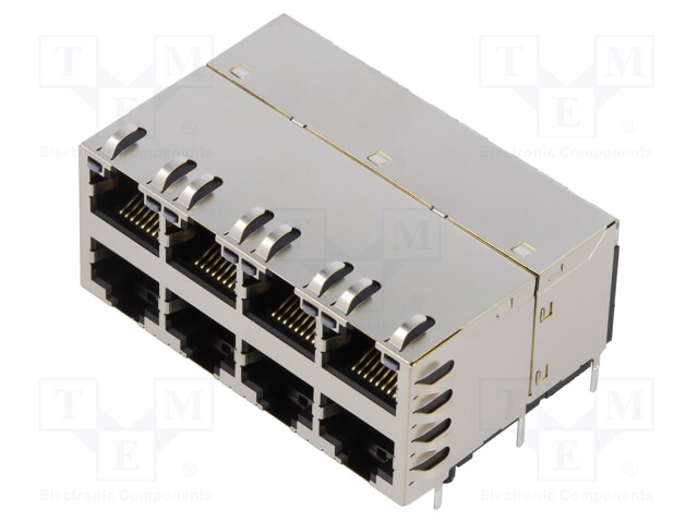 Socket; RJ45; PIN: 8; shielded,with LED; Layout: 8p8c; THT