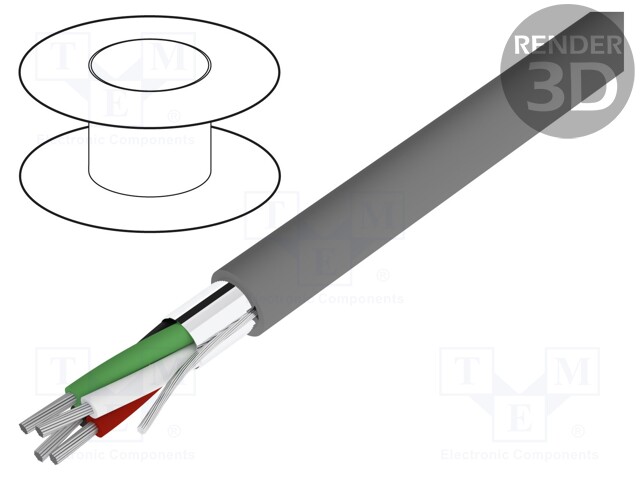 Wire; Alpha Essential C&C; 4x24AWG; Al-PET foil; PVC; dark grey