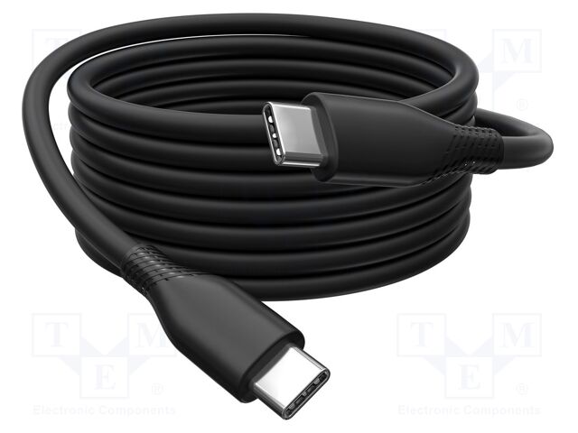 Cable; USB 2.0; USB C plug,both sides; nickel plated; 1m; black