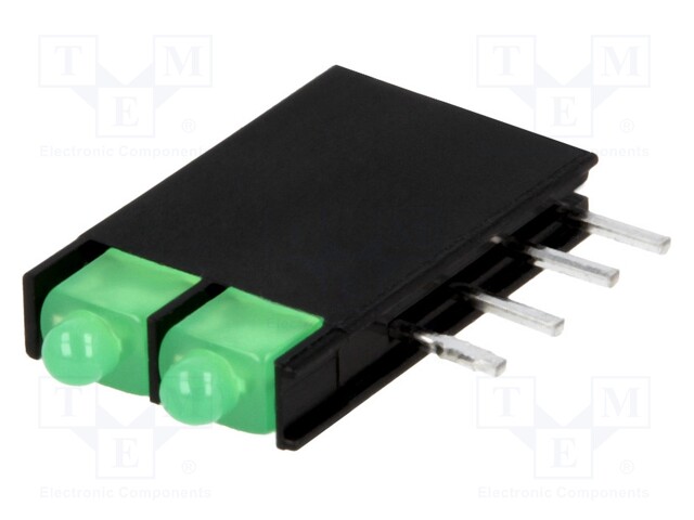 LED; in housing; green; 1.8mm; No.of diodes: 2; 20mA; 70°; 2.2÷2.5V