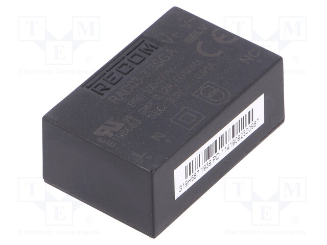 Converter: AC/DC; 3W; Uout: 3.3VDC; Iout: 910mA; 70%; Mounting: PCB