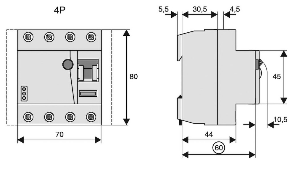 RCD breaker; Inom: 40A; Ires: 30mA; Max surge current: 5kA; Poles: 4