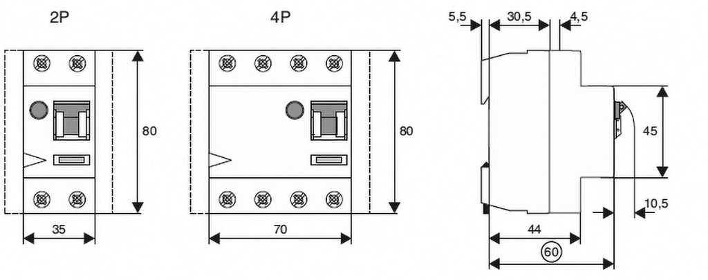 RCD breaker; Inom: 25A; Ires: 100mA; Max surge current: 500A; IP20
