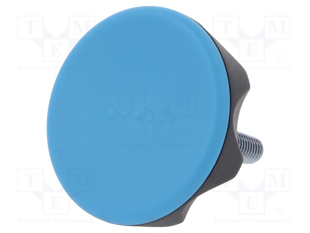 Knob; Dia: 70mm; M10; 50mm; technopolymer (PA); black; Cap: blue