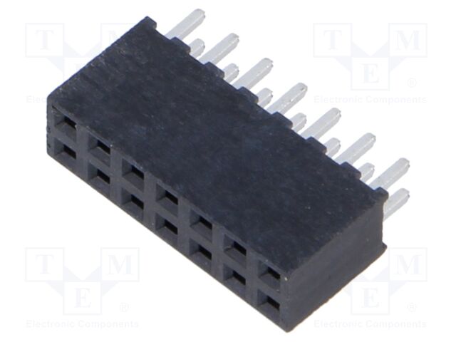 Connector: pin strips; female; PIN: 14; 2mm; gold-plated; THT