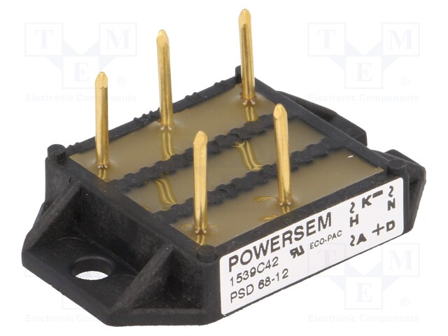 Three-phase bridge rectifier; Urmax: 1.2kV; If: 68A; Ifsm: 300A