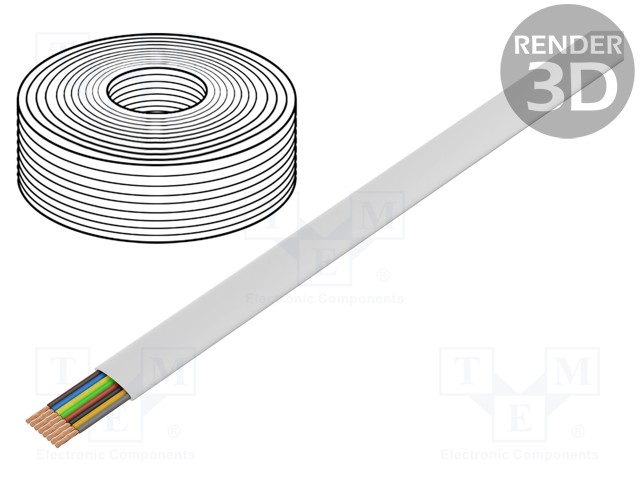 Wire: telecommunication cable; stranded; 8x28AWG; white; 100m