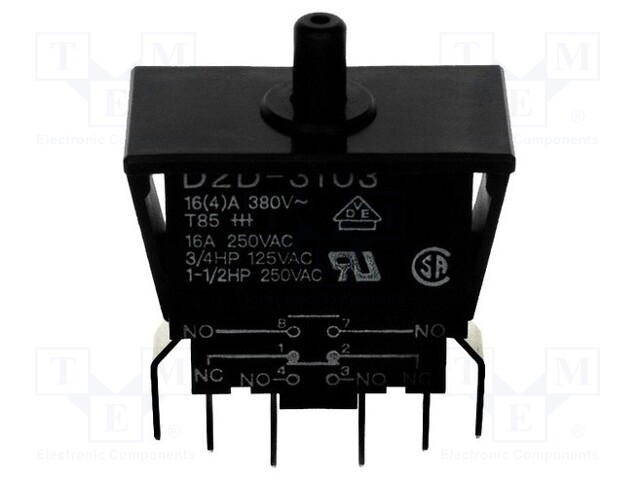 Switch: door; Pos: 2; DPST-NO + SPST-NC; 16A/250VAC; black