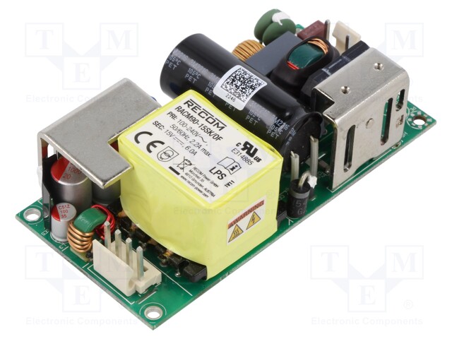 Power supply: switched-mode; 90W; 85÷264VAC; 15VDC; 6000mA; 89%