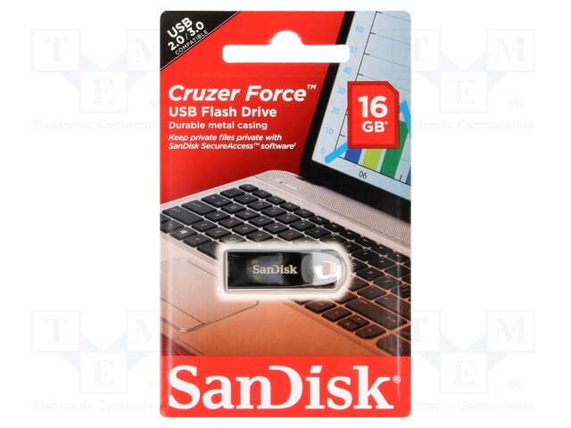 Pendrive; USB 2.0; 16GB; Read: 5.5MB/s; Write: 5.5MB/s