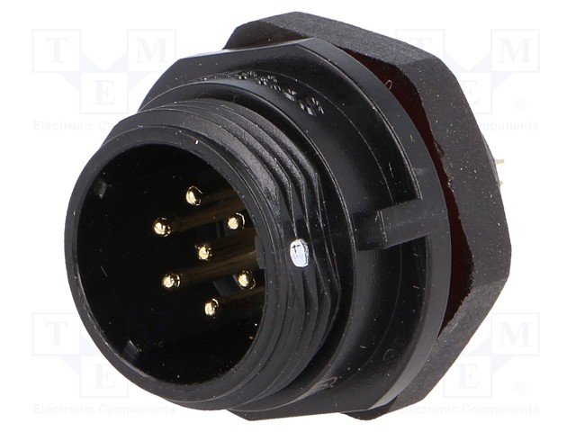 Socket; male; SP13; PIN: 7; IP68; 5A; soldering; for panel mounting